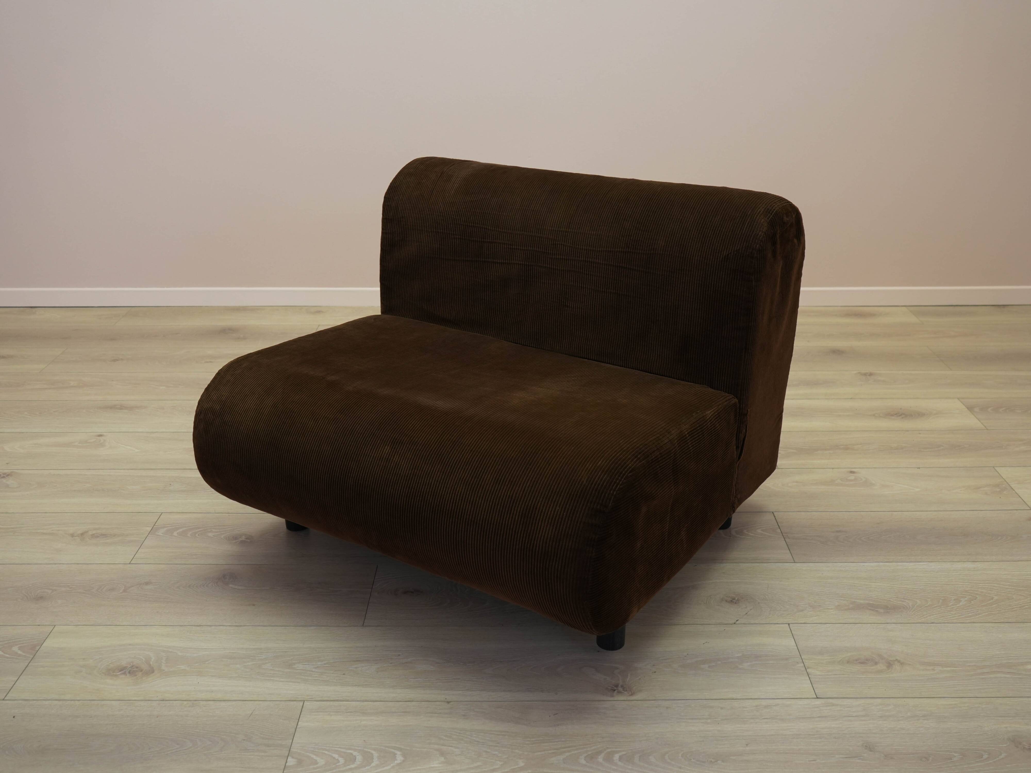 Brown armchair, Italian design, 1970s, made in Italy