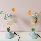 Table lamps with tulip-shaped lampshades, set of 2