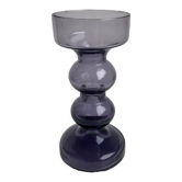 Candlestick diabolo design smoked glass 70s
