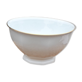 Octagonal white salad, gold edge, Sologne porcelain