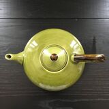 Large olive green Provençal teapot