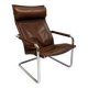 Fauteuil lounge en cuir havane et chrome – Heinrich Pfalzberger, années 197