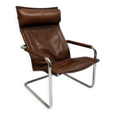Havana leather and chrome lounge chair – Heinrich Pfalzberger, 1970s