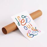 Affiche imprimée en qualité giclée avec illustration abstrait et le mot OUI