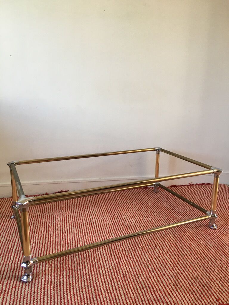 Table basse verre et miroir années 70/80