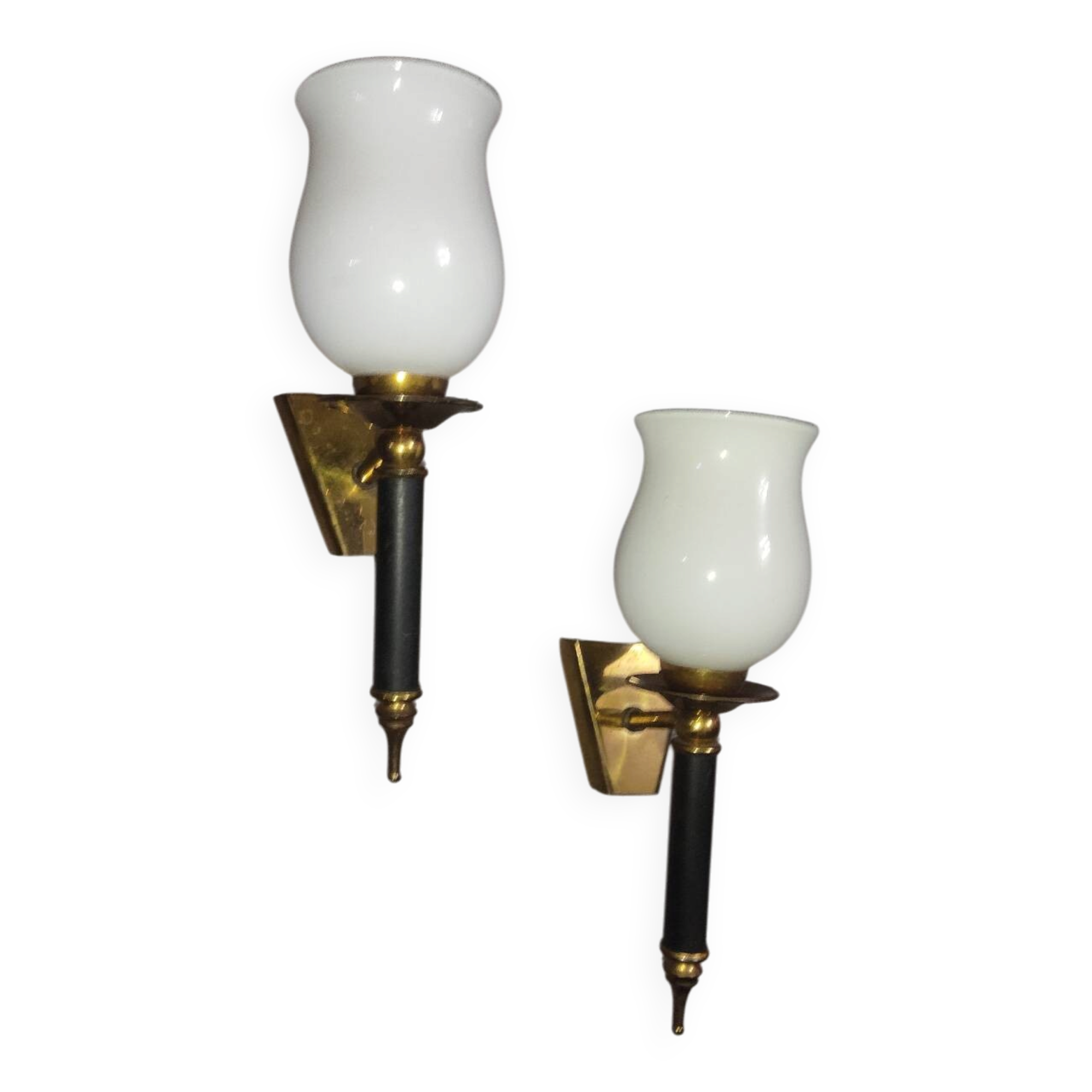 Pair of vintage torch wall lights
