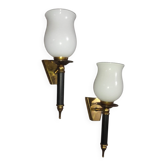 Pair of vintage torch wall lights