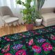 Handwoven Romanian rug with colorful bohemian floral design 294x146cm