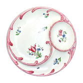 Old asparagus dish in earthenware Sarreguemines floral model polychrome