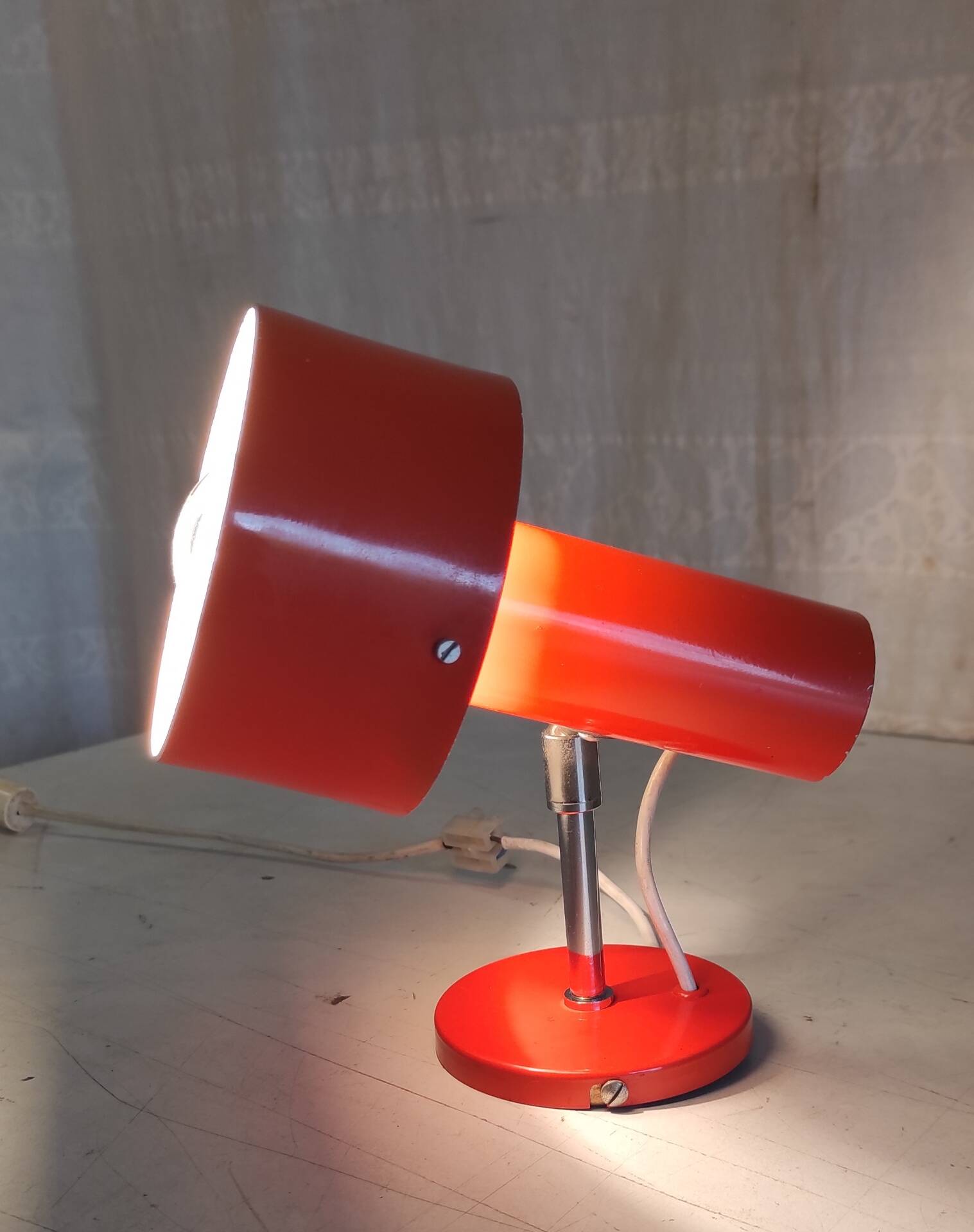 Orange metal wall light by Delmas - 1960s/70s