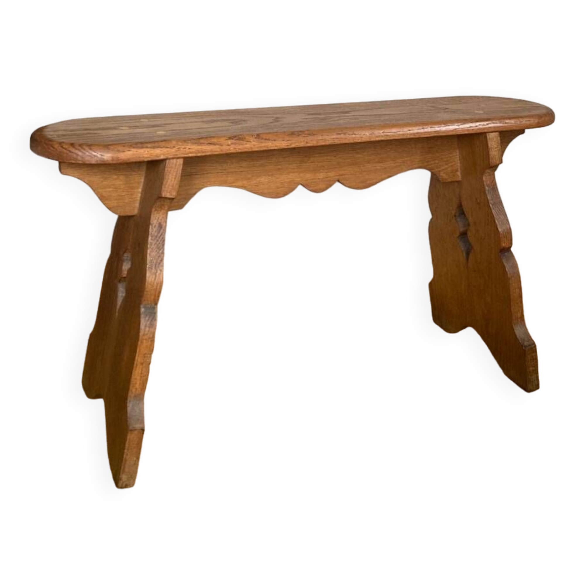Country bench in solid oak, mid-20th century