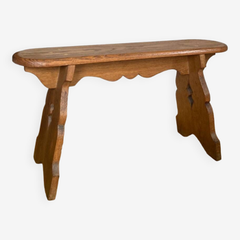 Country bench in solid oak, mid-20th century