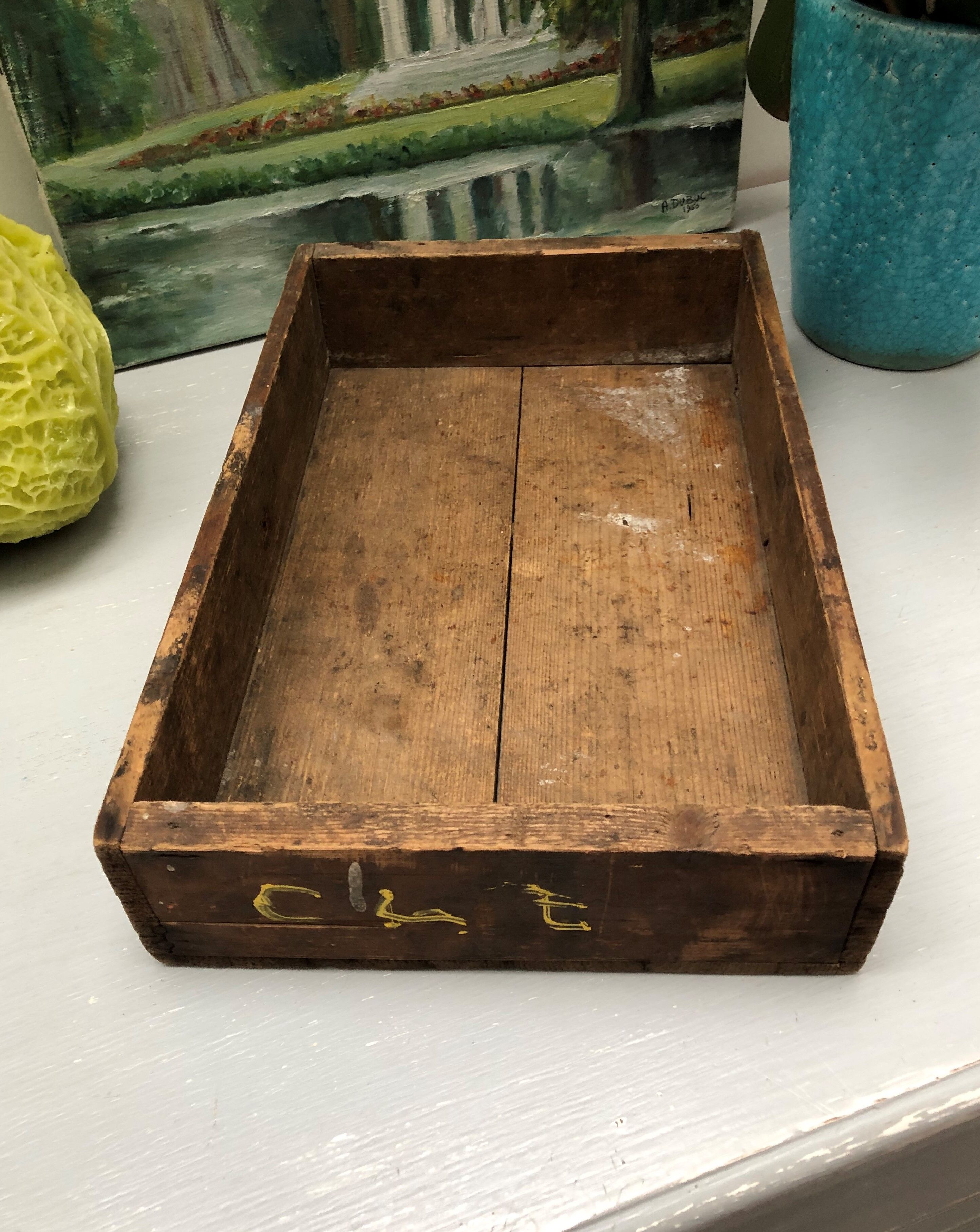 Old wooden box of industrial workshop