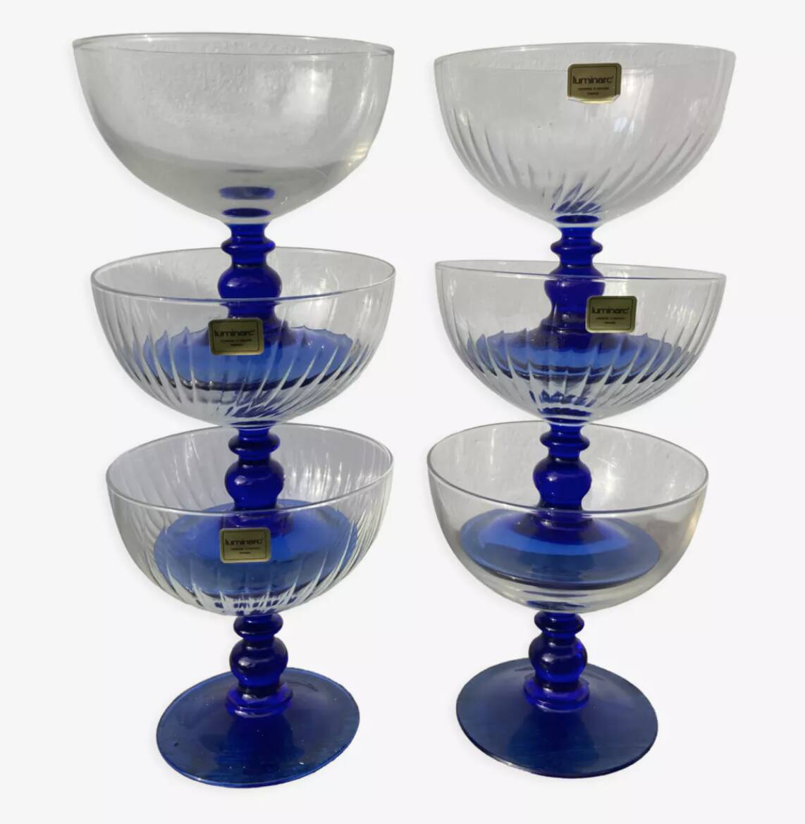 6 80s glass cups
