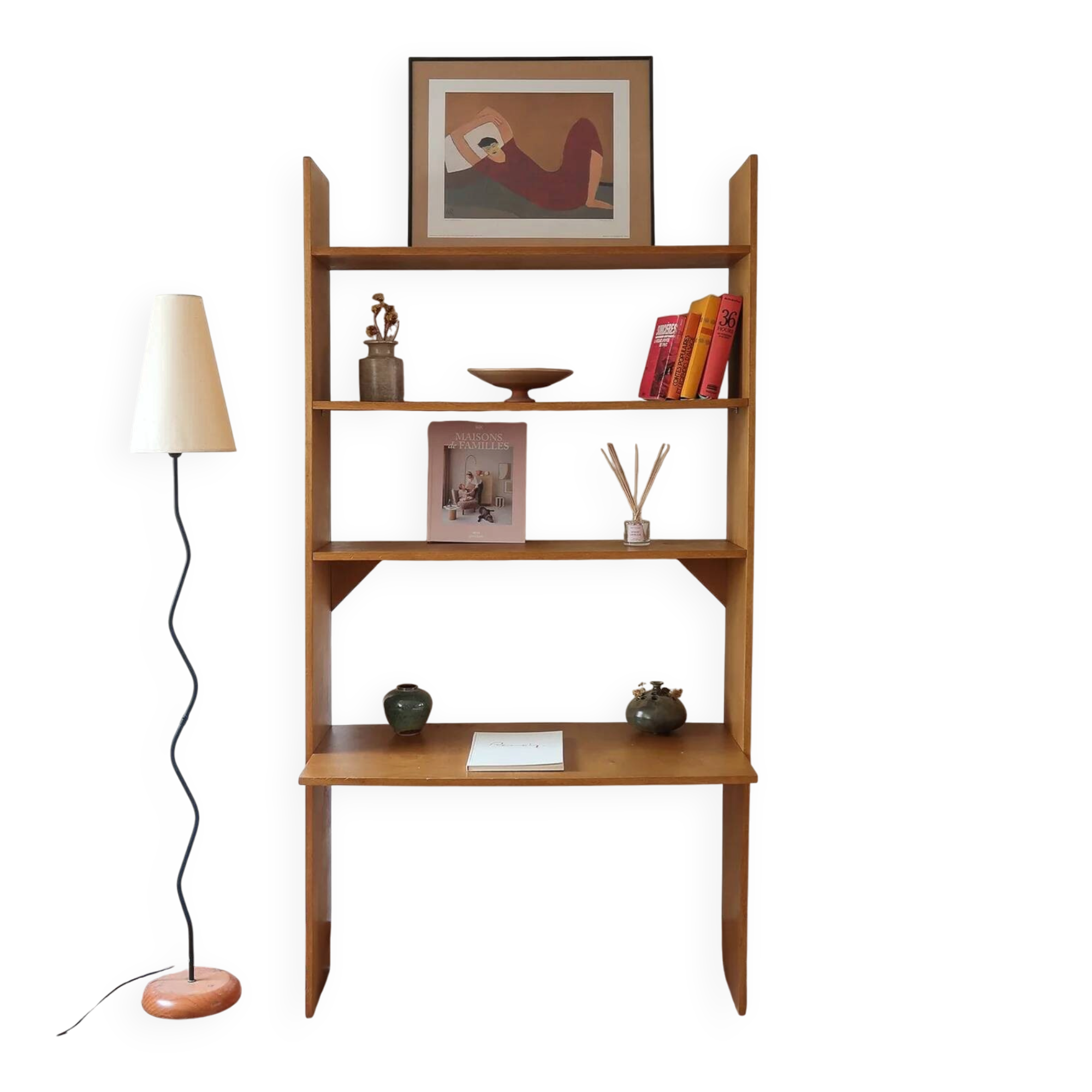 Birch plywood bookshelf, desk top.