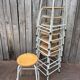 Vintage industrial stackable stool in wood and metal