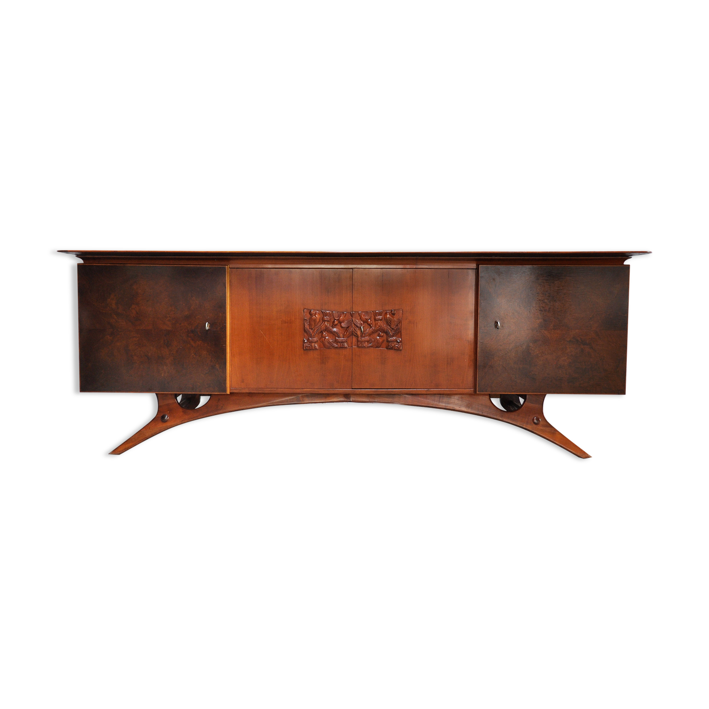 Buffet moderniste italien avec sculpture en bas-relief, années 1960