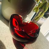 Cendrier verre de Murano rouge flamboyant