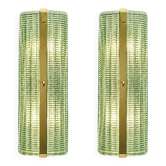 Contemporary Modern Green Graniglia ”Canalina" Murano Glass Wall Sconce-Set