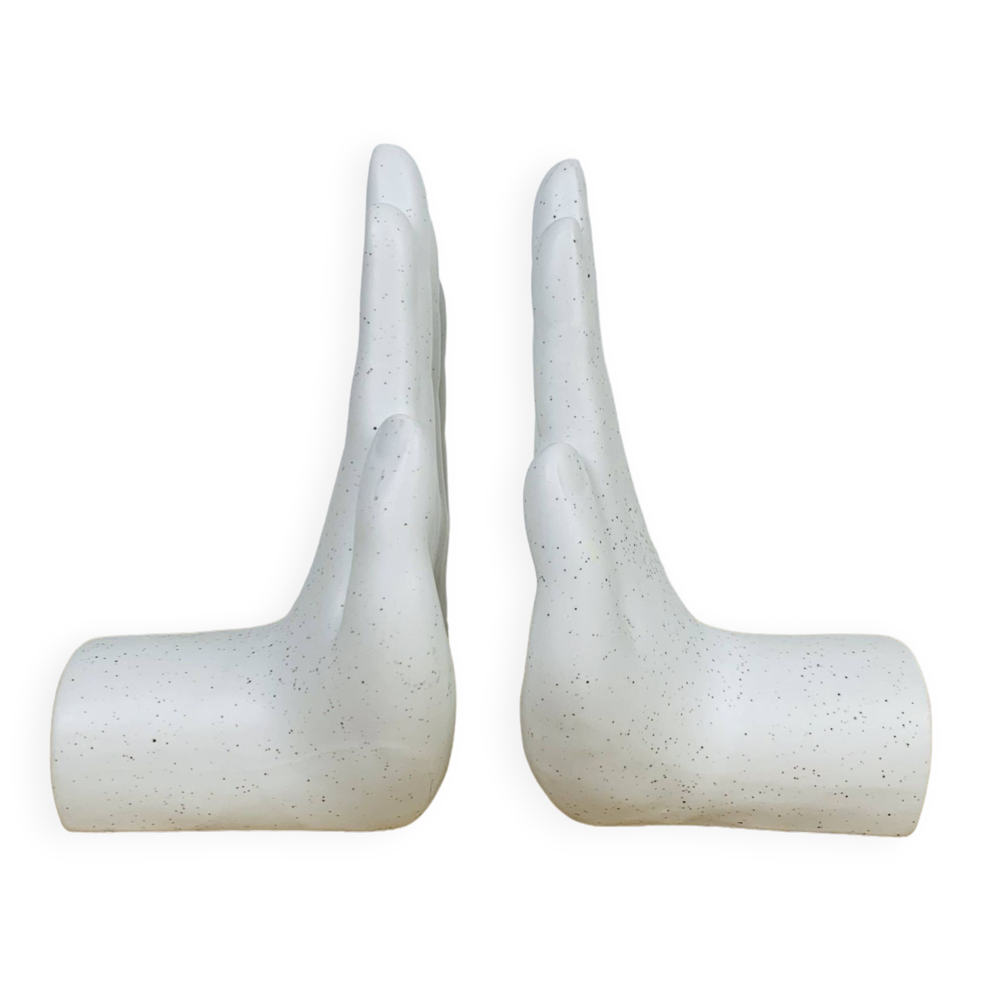 Pair of white ceramic hand bookends
