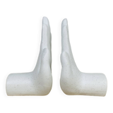 Pair of white ceramic hand bookends