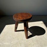 Brown solid wood stool flat circular seat