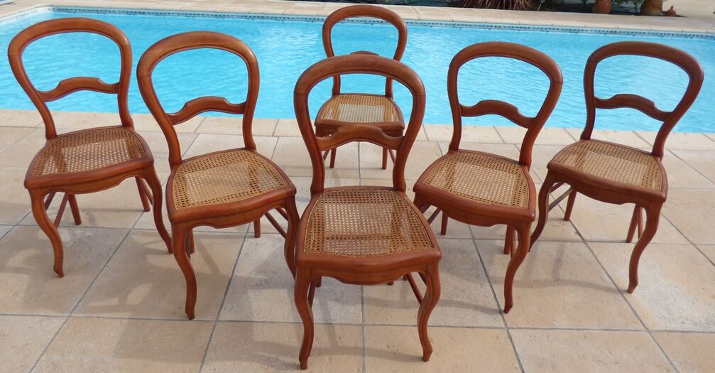 6 louis Philippe style chairs in solid wood merisier