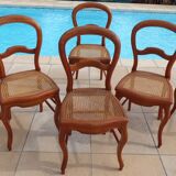 6 louis Philippe style chairs in solid wood merisier