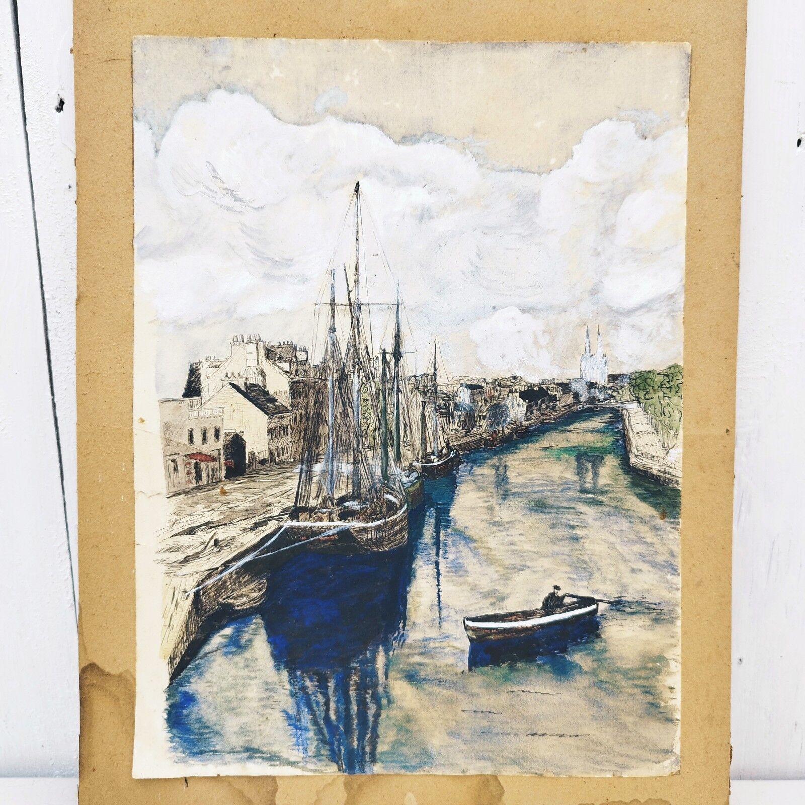 Drawing indian ink marine port table