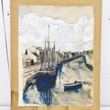 Drawing indian ink marine port table