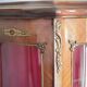 Marquetry display cabinet, curved Louis XV style, signed Marquant