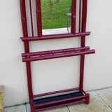 Old vintage red lacquered bamboo Asian coat rack