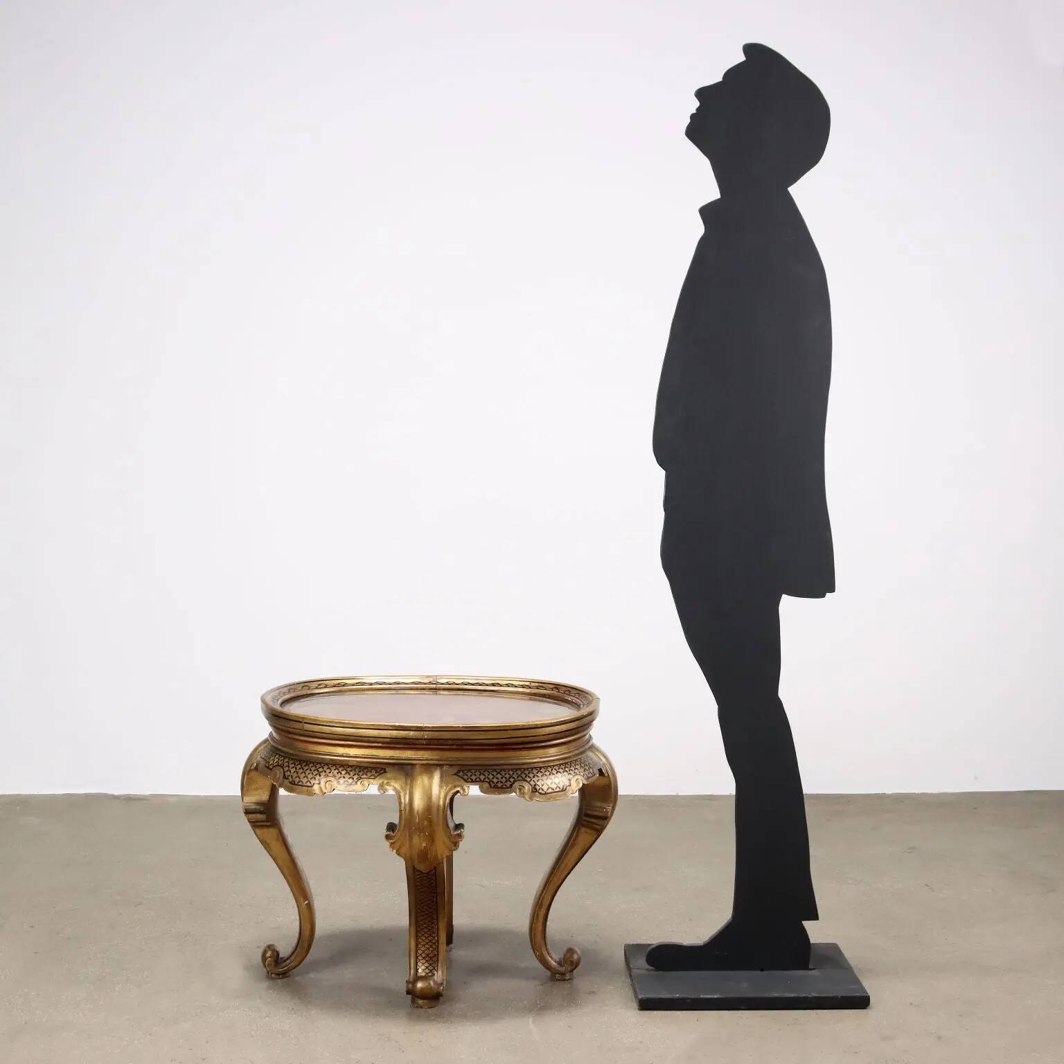Table basse ancienne en bois laqué chinoiserie, Italie, début XXe siècle