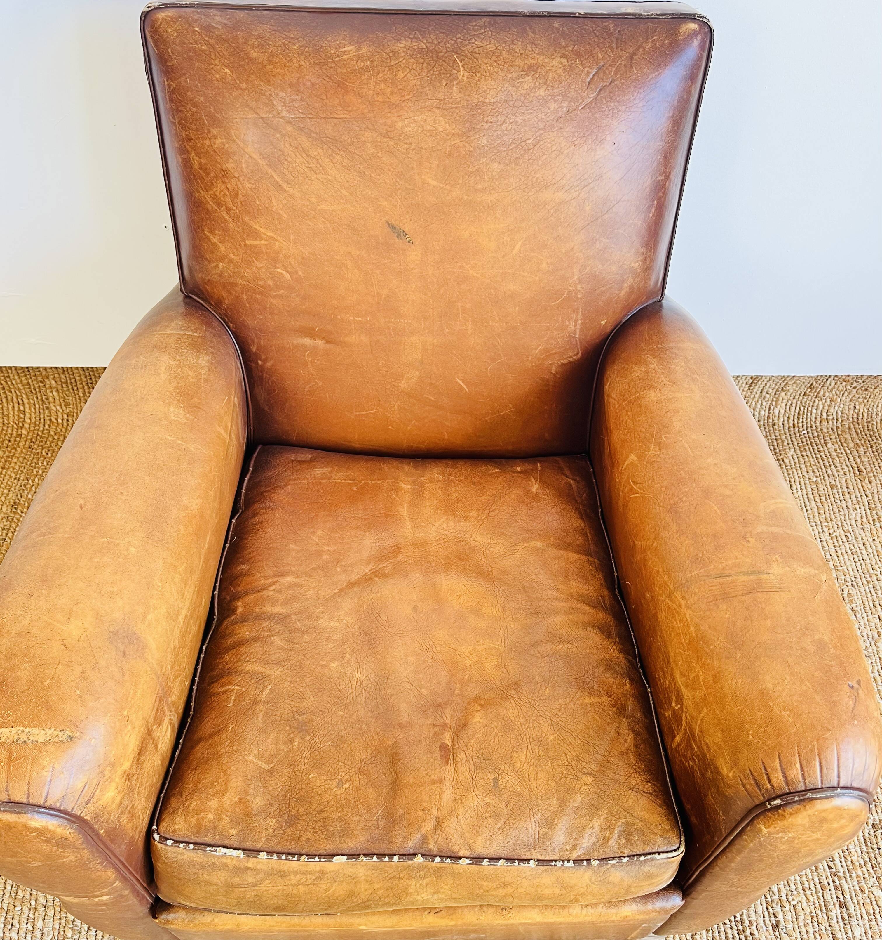 Fauteuil Club en cuir marron