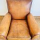 Fauteuil Club en cuir marron