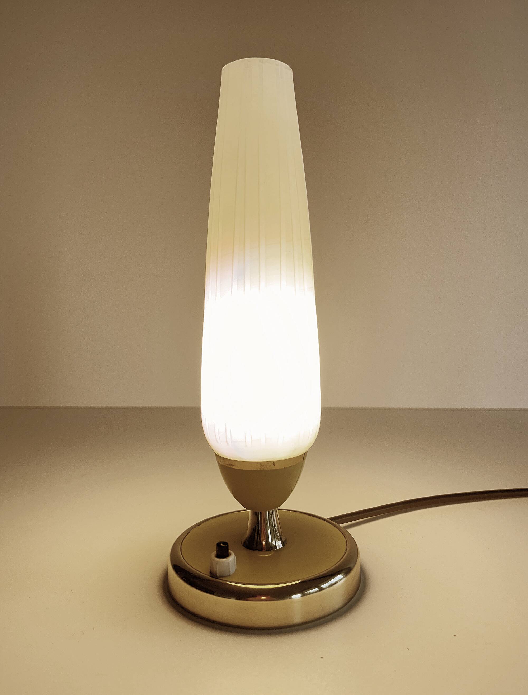 Vintage Lamp 50s Glass, Brass Glass, Yellow