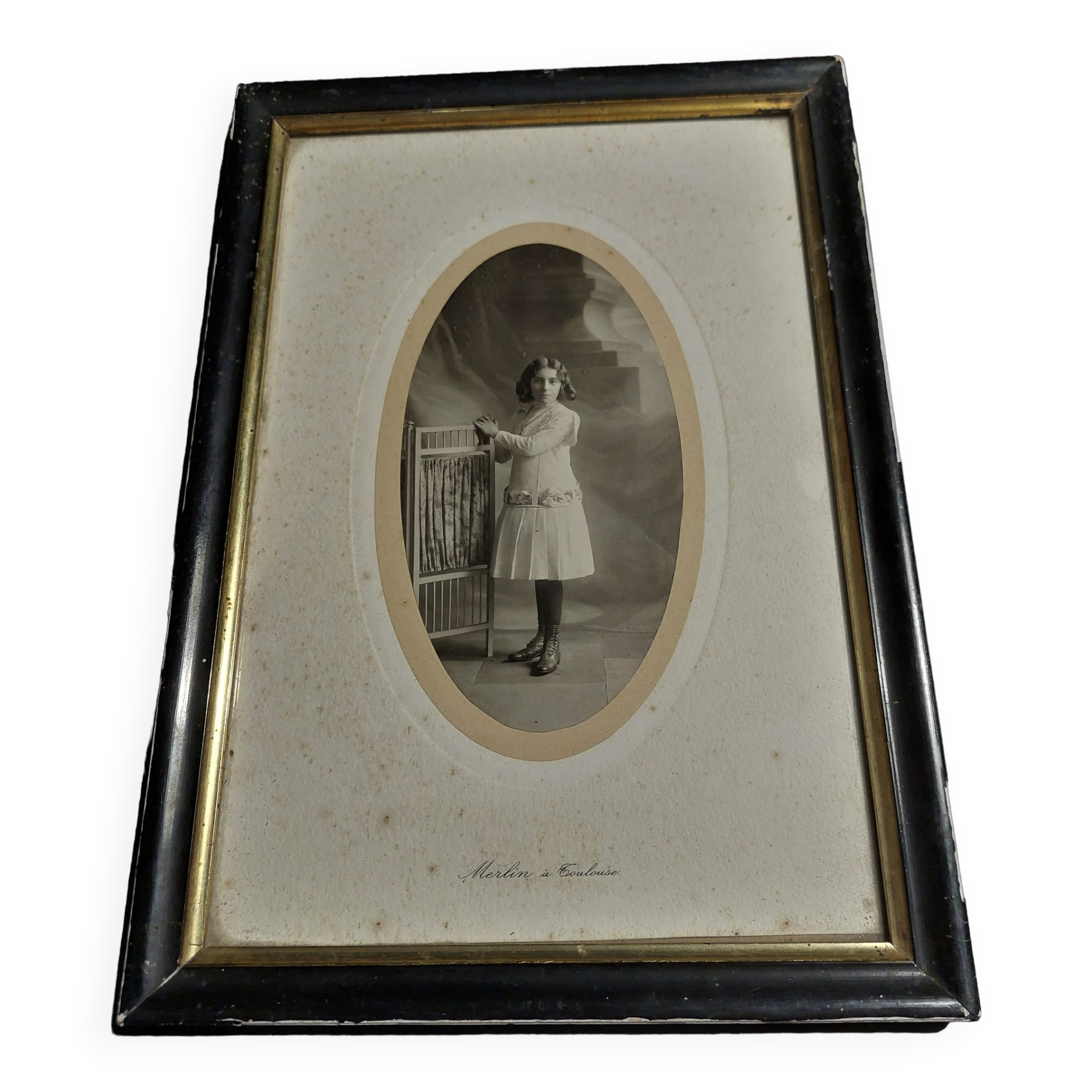 Old framed photo girl frame Napoleon III