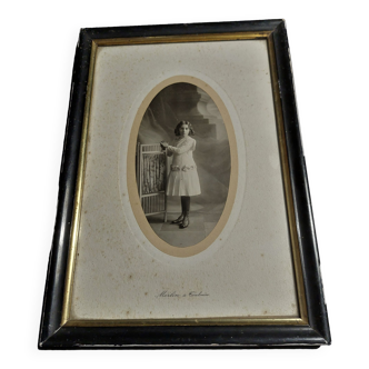 Photo ancienne encadrée fillette cadre Napoléon III