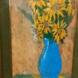 Oil on faesite, vase of flowers GEROLAMO BOLLI (Pisa 1933-2009)
