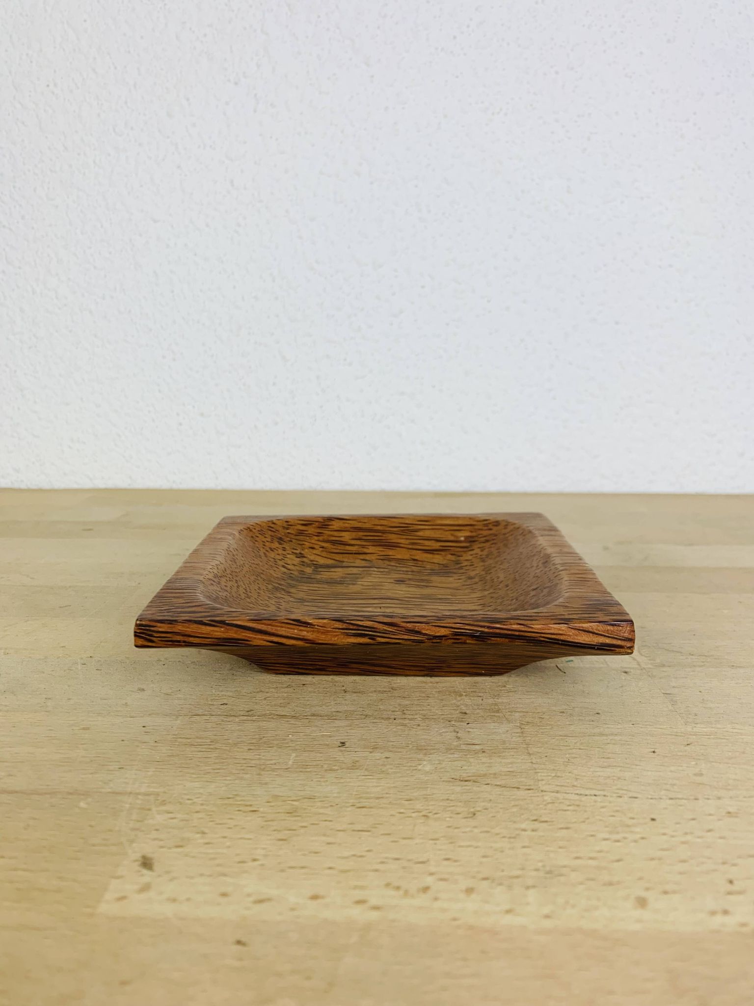 Vide poche carré bois de palmier, vintage