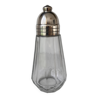 Christofle sugar shaker, crystal and silver-plated metal, Megève.