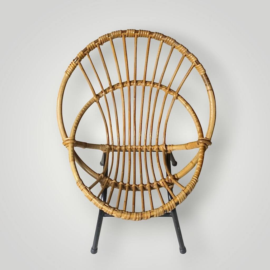 Vintage bamboo and rattan children's armchair