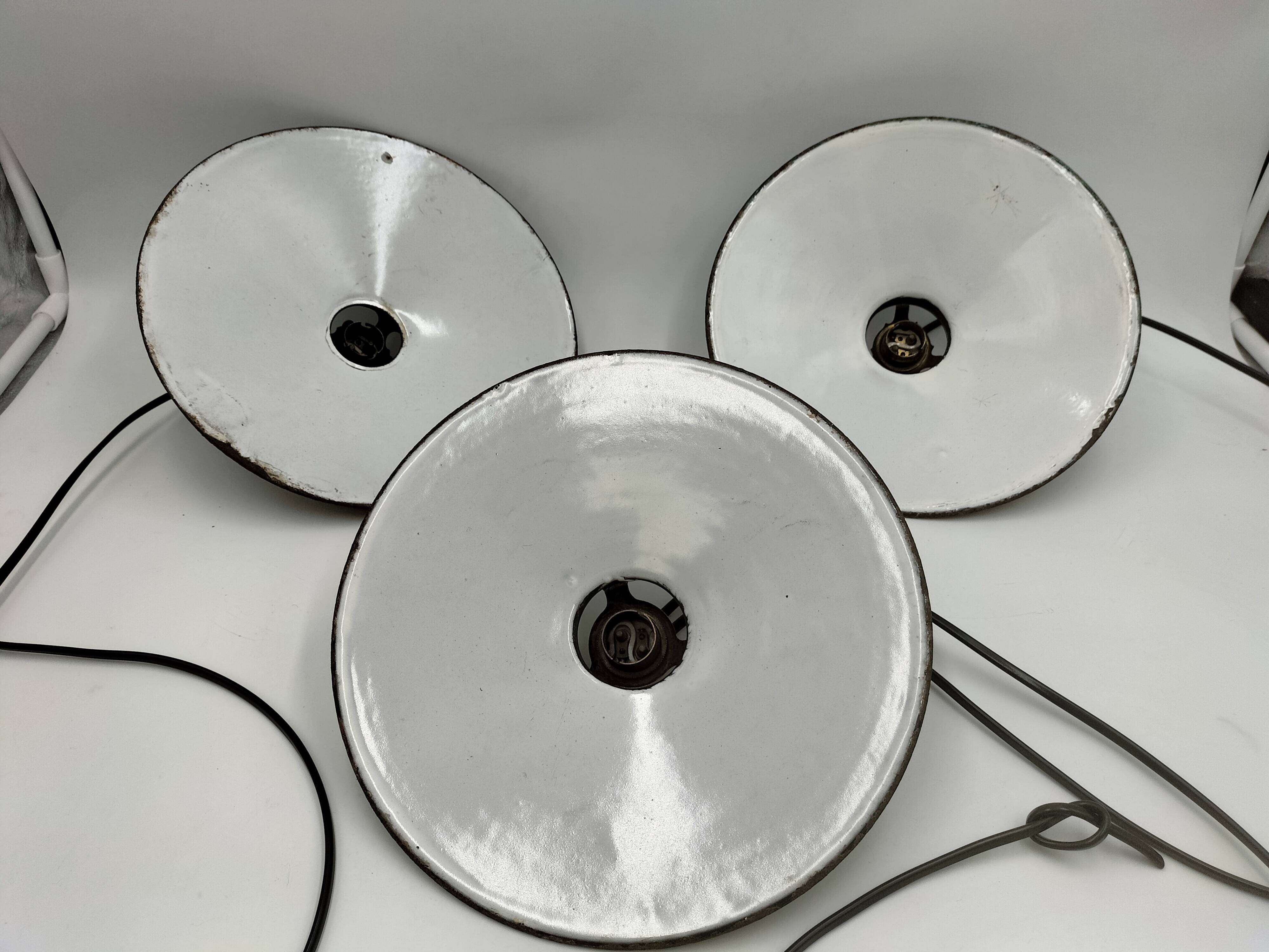 Enameled sheet metal pendant lights