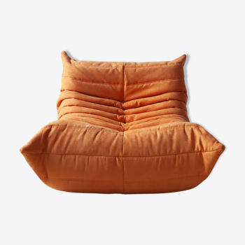 Togo orange microfibre armchair model designed by Michel Ducaroy 1973