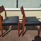 Ensemble de 4 chaises scandinaves teck cuir noire