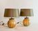 Stunning Pair of French Handmade Glass Laque Line Table Lamps, 1970s