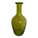 Cut and engraved green blown glass carafe vase