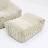 Beige Cinna Sandra Armchair & Footstool by Annie Hiéronimus for Ligne Roset