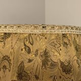 Brass tripod floor lamp with golden pompom lampshade 1960