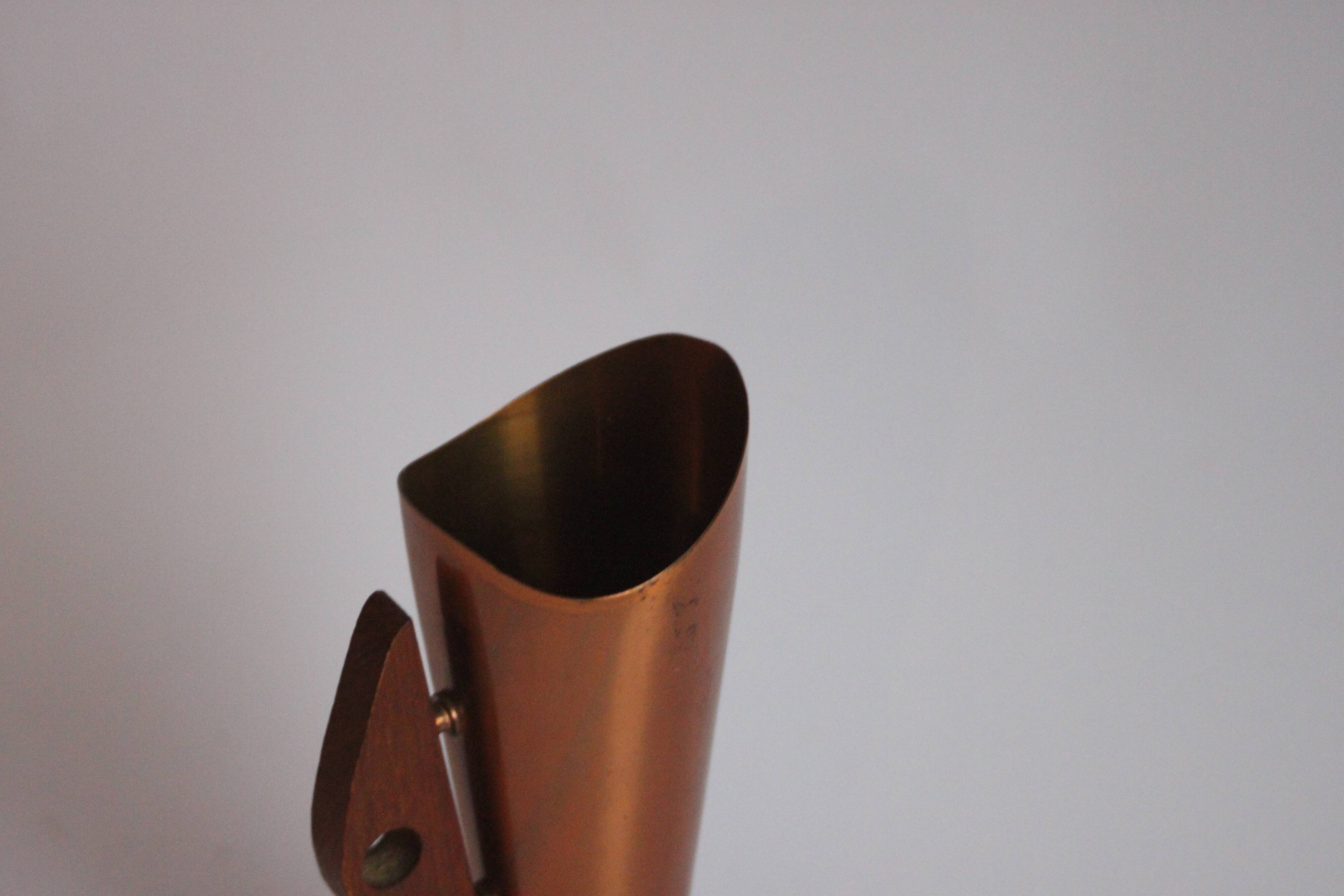 Copper and teak vase by Dahlmann, Germany 1950s